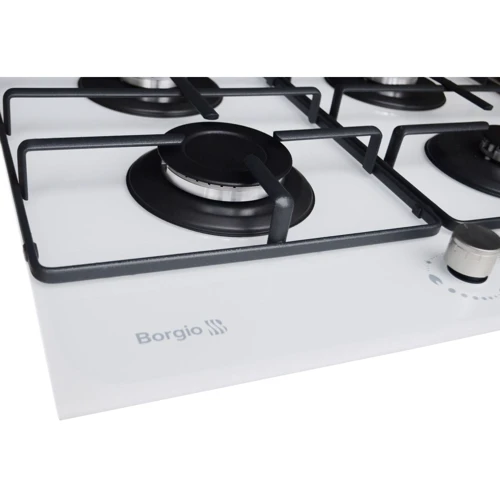 Варильна поверхня газова Borgio 6270 (White Glass): Робоча поверхня скло (загартоване)
