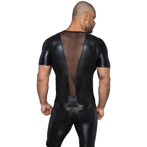Мужская футболка Noir Handmade H056 Men's T-shirt made of powerwetlook Вlack, XL