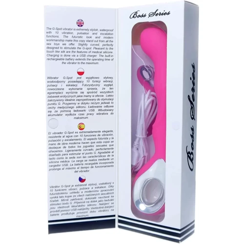 Вибромассажер для точки G Boss Series - Wibrator G-spot 10 functions USB Pink, BS2200054