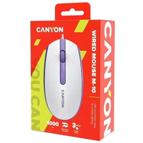 Мышь Canyon M-10 USB Mountain Lavender (CNE-CMS10ML): Длина кабеля 1.5 м
