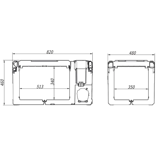 Компрессорный автохолодильник Alpicool E60 (E60ABP): Габариты 480x460x820 мм