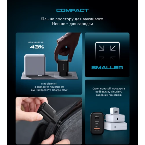 Зарядний пристрій ArmorStandart Wall Charger Resolute Power ARP-621 65W GaN Black (ARM70023) фото 8