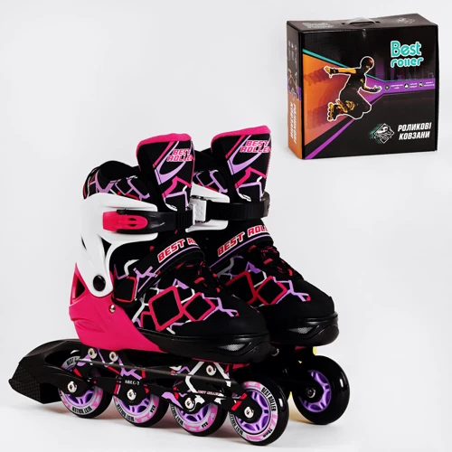 Роликові ковзани Best Roller Black-Pink (116486): Колір розовый