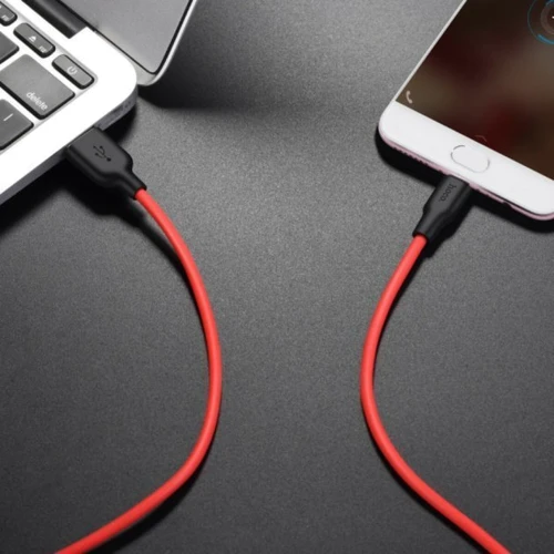 Кабель Hoco USB Cable to MicroUSB X21 2.4A 1m Black/Red: Довжина 1 м