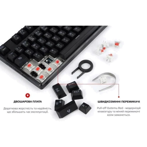 Клавіатура Motospeed CK107 Outemu Red RGB Black (mtk96mr): Кількість клавіш 104