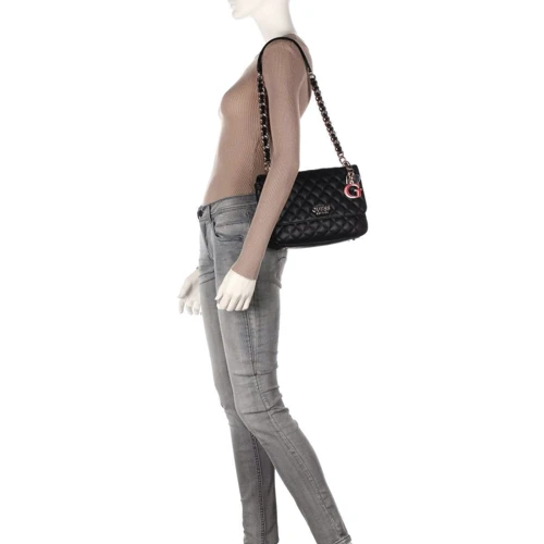 Женская сумка через плечо Guess Melise Shoulder Bag черная (HWVG7667200-BLA): Фактура Стеганая, Матовая