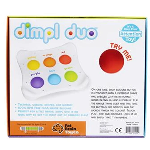 Игрушка-антистресс Fat Brain Toys Dimpl Duo Брайль Цвет Форма Название (FA208-1)