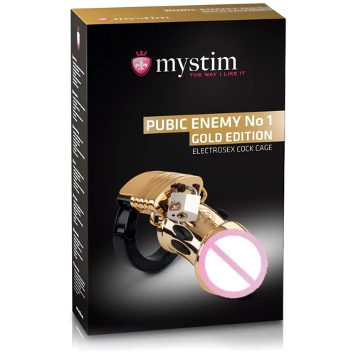 Клетка для члена с электростимуляцией Mystim Pubic Enemy No 1 - Gold Edition