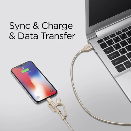 Кабель Spigen USB Cable to Lightning/microUSB/USB-C Essential C10i3 1.5m Gold (000CB23018) фото 7