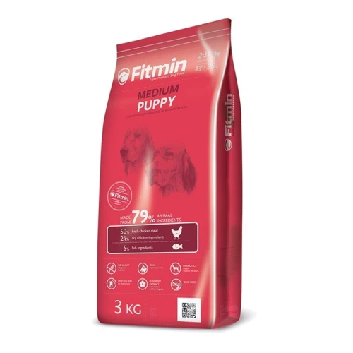 Для щенков средних и крупных пород Fitmin dog medium puppy в возрасте от 2-х до 12-ти месяцев, щенных и кормящик собак 3 кг (ф7134)