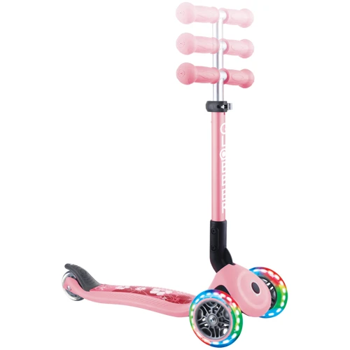 Самокат GLOBBER серии JUNIOR FOLDABLE LIGHTS пастельно-розовый с цветами (433-210): Материал колес полиуретан