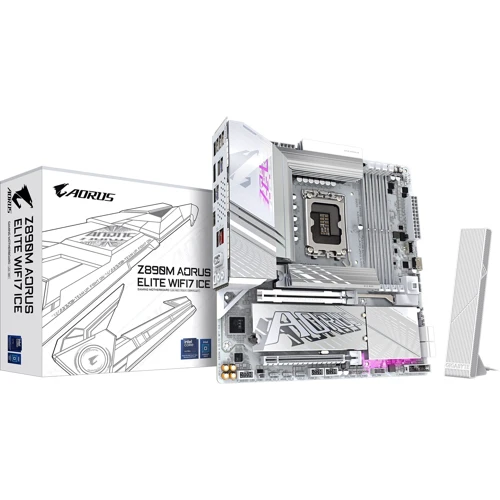 Gigabyte Z890M AORUS ELITE WIFI7 ICE: Дополнительно Радиатор на VRM, Поддержка RAID, Поддержка UEFI, Адаптер Wi-Fi