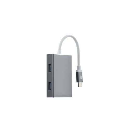 Адаптер 2E Adapter USB-C to 4xUSB3.0 HUB 0.20m Aluminum (2E-W1407): Колір сріблястий