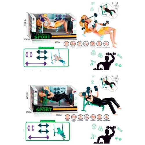 Кукла Fitness Sport шарнирная со спортивным инвентарем 29 см (JJ8715-16-1Q): Возраст от 3 лет