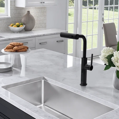 Смеситель для кухни Lefton Waterfall & Pull-Out Kitchen Faucet with Temperature Display-KF2209 Matt Black: Назначение Для кухни