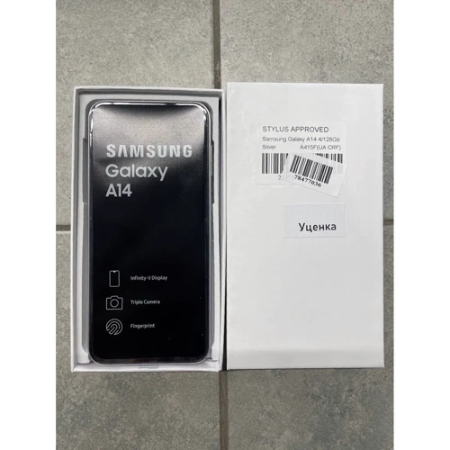 Смартфон Samsung Galaxy A14 4/128GB Silver A145F (UA UCRF) (Смартфоны)(78477036) Approved: Причина уценки смартфон новый. утерянная оригинальная упаковка