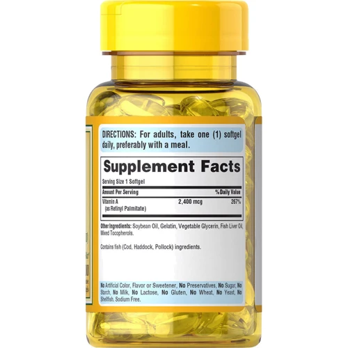Puritan's Pride Vitamin A 8,000 IU (2,400 mcg) 100 Rapid Release Softgels: Тип Витамин A