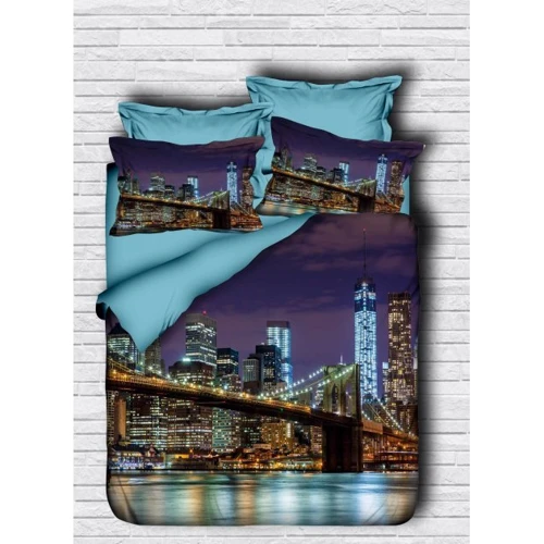 Комплект постельного белья LightHouse Ranforce+3D Brooklyn евро бирюзовый (138OZ_2,0)