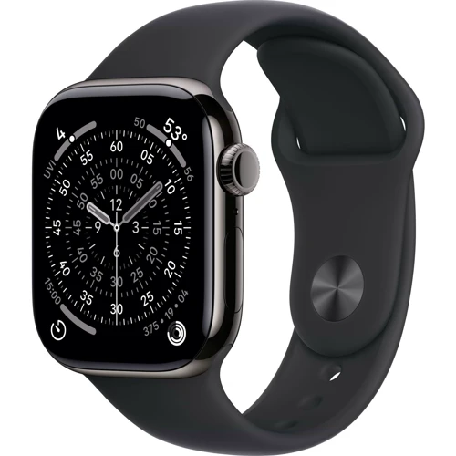 Apple Watch Series 11 GPS + Cellular 42mm Slate Titanium Case with Black Sport Band - S/M (MF8R4)