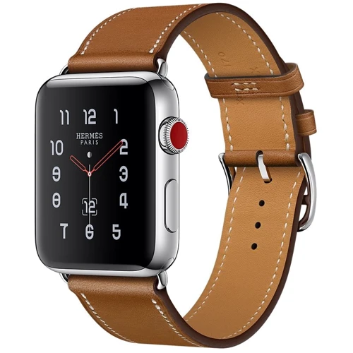 Apple Watch Series 3 Hermes 42mm GPS+LTE Stainless Steel Case with Fauve Barenia Leather Single Tour (MQLP2)