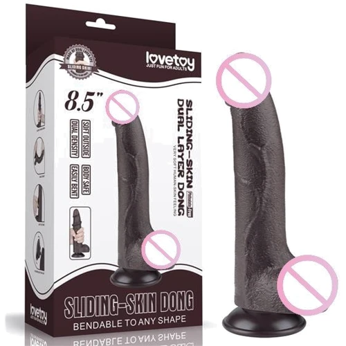 Фаллоимитатор LoveToy Sliding-Skin Dual Layer Dong 8.5" Black
