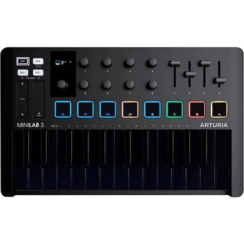 MIDI-клавиатура Arturia MiniLab 3 Deep Black + Arturia Analog Lab V: Размер клавиш Полноразмерные
