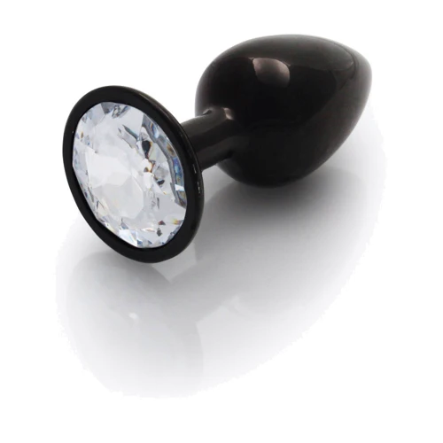 Металлическая анальная пробка Ouch! Heart Gem Gunmetal - Diamond, S