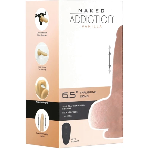 Фаллоимитатор с пульсацией Naked ADDICTION 6.5" Thrusting Dong With Remote