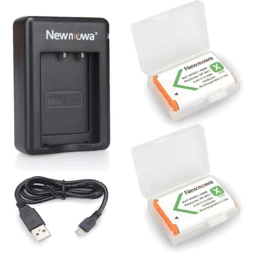 Newmowa NP-BX1 Replacement Battery (2-Pack) and Rapid Dual Charger for Sony NP-BX1