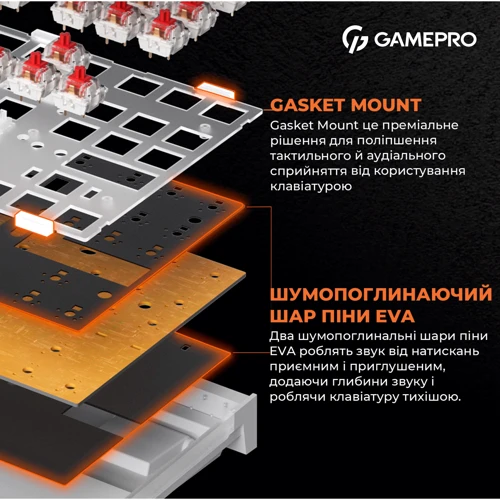 Клавіатура GamePro MK180W (Red) з Hot-Swap RGB White: Тип клавіш механический