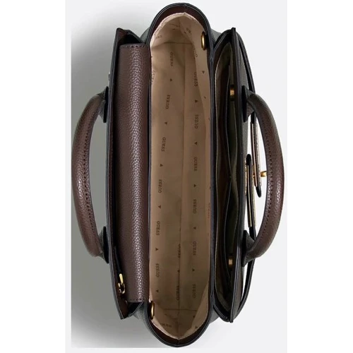 Женская сумка тоут GUESS ENISA HIGH SOCIETY SATCHEL шоколадная (HWVB8421060-CHO): Материал Искусственная кожа