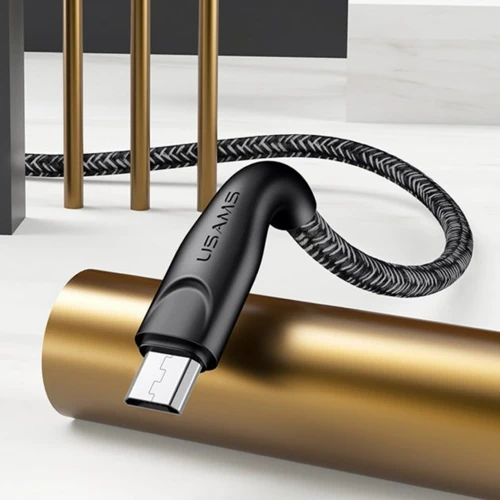 Кабель Usams USB Cable to microUSB Braided Data and Charging 2m Black (US-SJ396): Тип USB-C - microUSB