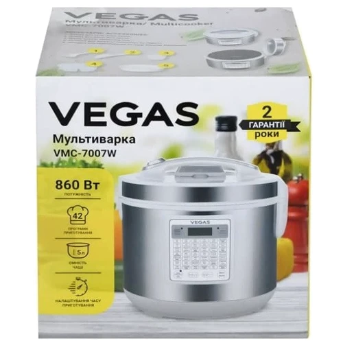 Мультиварка VEGAS VMC-7007W: Количество программ (режимов) приготовления 42