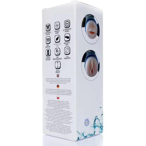 Мастурбатор с двумя входами и вибростимуляцией BOSS Vagina Double Delight 35 function USB, BS2600075