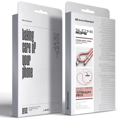 Ремешок для смартфона ArmorStandart Silicone Rope Titanium Pink with Grey holder (ARM76275) фото 5
