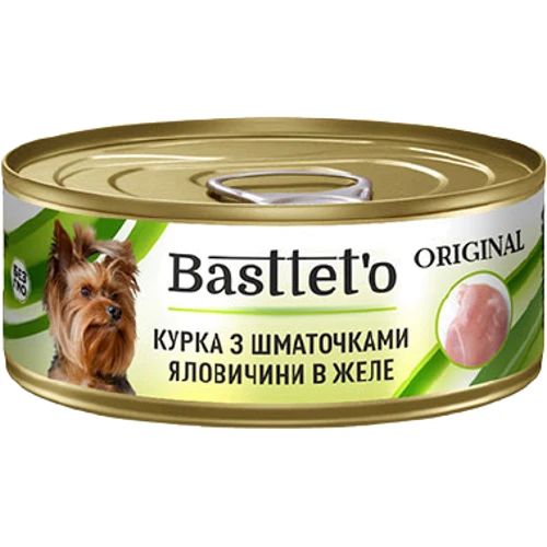 Вологий корм для собак Basttet`O ORIGINAL з куркою та шматочками яловичини в желе