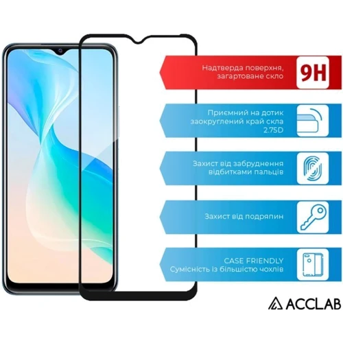 Аксессуар для смартфона ACCLAB Tempered Glass Full Glue Black for VIVO Y33S: Цвет черный