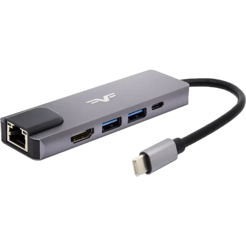Адаптер Frime Adapter USB-C to USB3.0+USB2.0+PD+HDMI+RJ45 Space Gray (FH-5in1.201HL)