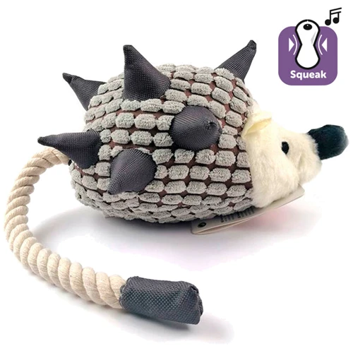 Іграшка для собак Flamingo Hedgehog Plush їжачок з мотузковим хвостом з пищалкою 45х10х15 см (44737)