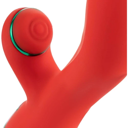 Вибратор-кролик с флоггером LOCKINK Sevanda Whip Vibrating Massage Wand - Red & Green