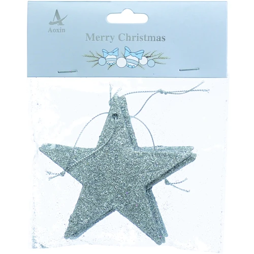 

Набор новогодних украшений Звезда, 10см, 4 шт, пластик, серебристый