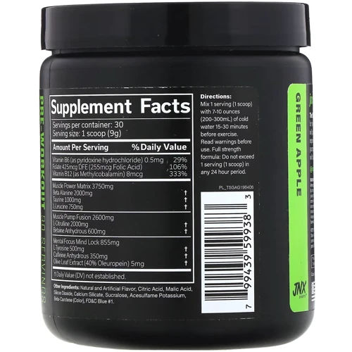 Предтренировочный комплекс JNX Sports The Shadow 270 g / 50 serving / Green apple: Тип Комплекс до тренировки