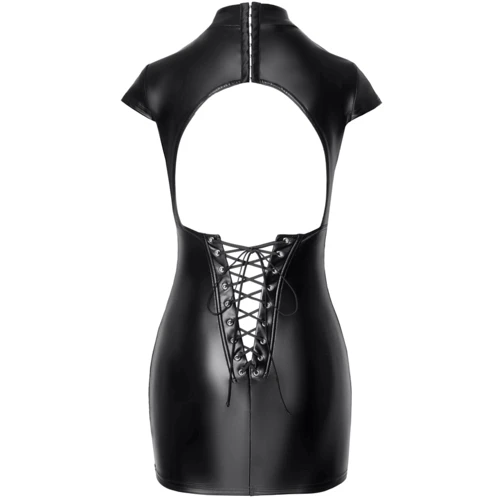 Платье Noir Handmade F309 Fantasy wetlook mini dress with lace up back Вlack, XXL