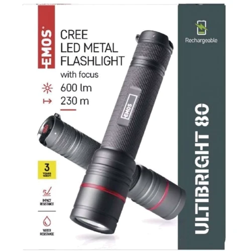 Фонарь туристический EMOS P3180 600Lm Li-ion Metal (P3180): Светодиоды LED