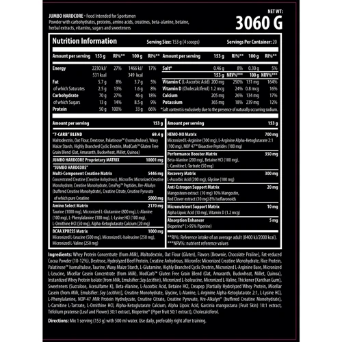 Гейнер Scitec Nutrition Jumbo Hardcore 3060 g /20 servings/ Banana Yogurt: Пол Унисекс