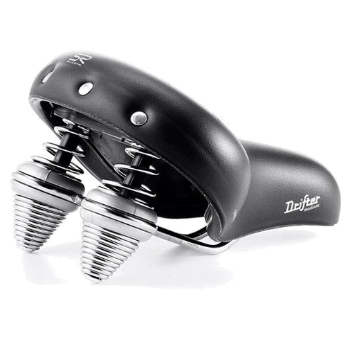 Сідло Selle Royal Premium DRIFTER MEDIUM, Royalgel, оббивка Strengtex, 251х221мм, 995г, хромовані рейли і пружини, unisex, чорне: Матеріал рейки Сталь