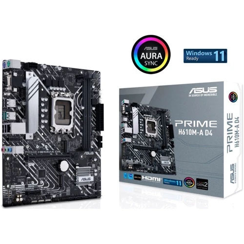 Asus PRIME H610M-A D4: Разъемы на задней панели USB 3.2 Gen 1, USB 2.0, Ethernet RJ-45