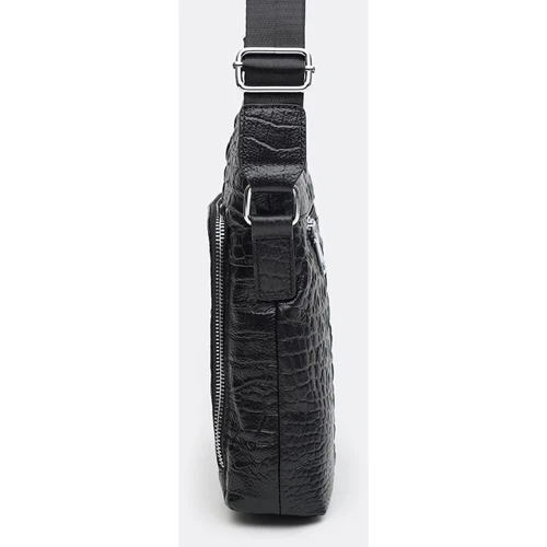 Мужская сумка через плечо Keizer черная (K17607-3bl-black): Фактура Тиснение, Матовая