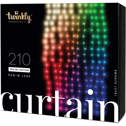 Гірлянда Smart LED Twinkly Curtain_Wall RGBW 210_ BT + WiFi_ Gen II_ IP44 кабель прозорий фото 5