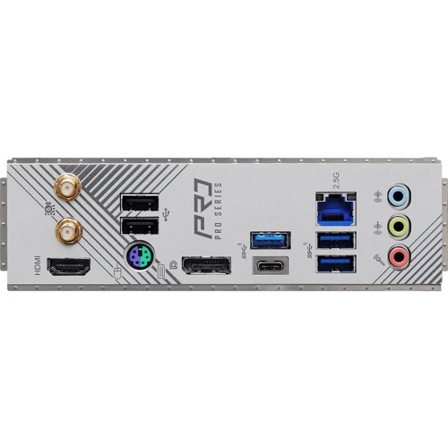 ASRock B760 PRO RS/D4 WIFI: Роз'єми на задній панелі USB Type-C, USB 3.2 Gen 1, USB 2.0, Ethernet RJ-45, DisplayPort, HDMI